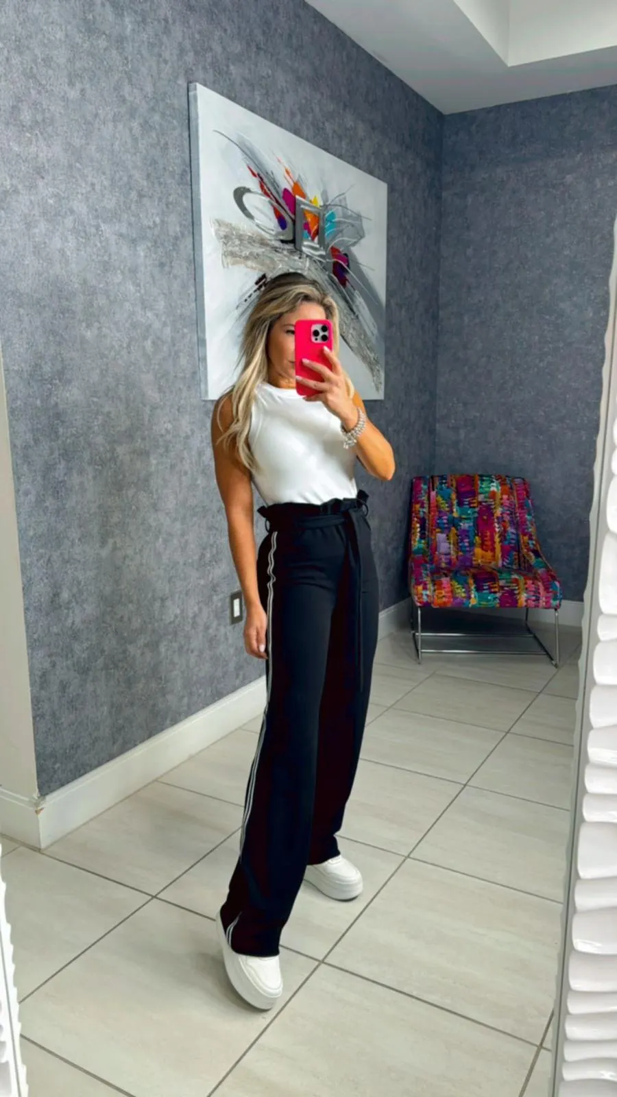 0508 Crepe high waist paper bag waist pants