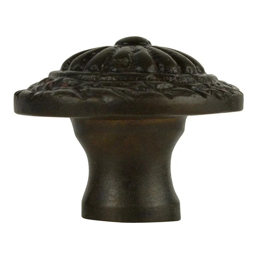 1 1/10 Inch Ornate Round Solid Brass Knob (Oil Rubbed Bronze Finish)