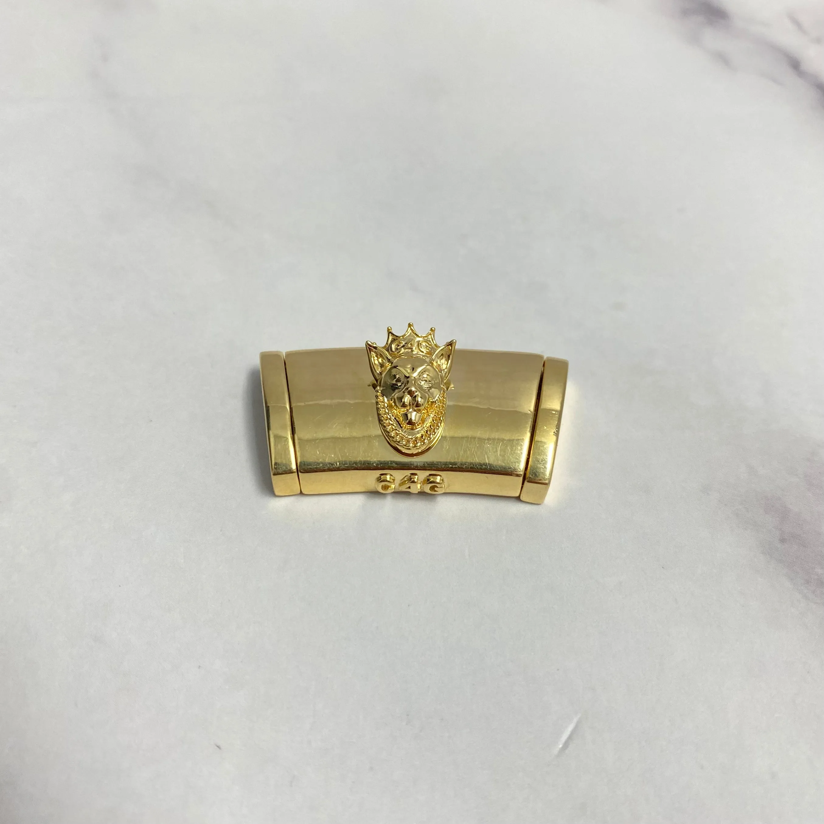 14K Yellow Gold Plain Sleek Lock With Panther / 24.4gr / 17mm / 1.3in