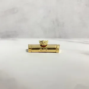14K Yellow Gold Plain Sleek Lock With Panther / 24.4gr / 17mm / 1.3in