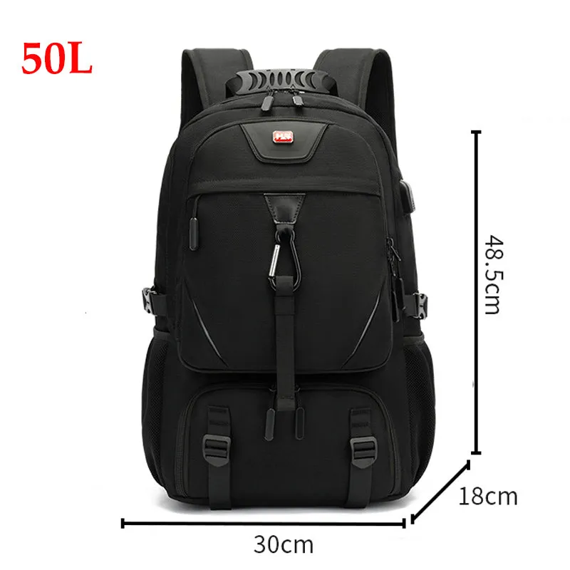 50-70L Travel Backpack For Men Gym Book With Shoe Compartment USB Charging Port