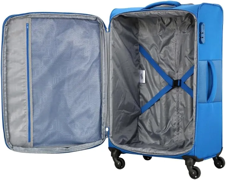 American Tourister Duncan Set of 3, Soft Luggage Trolley Bags With TSA Lock, 55 68 81cm, Blue