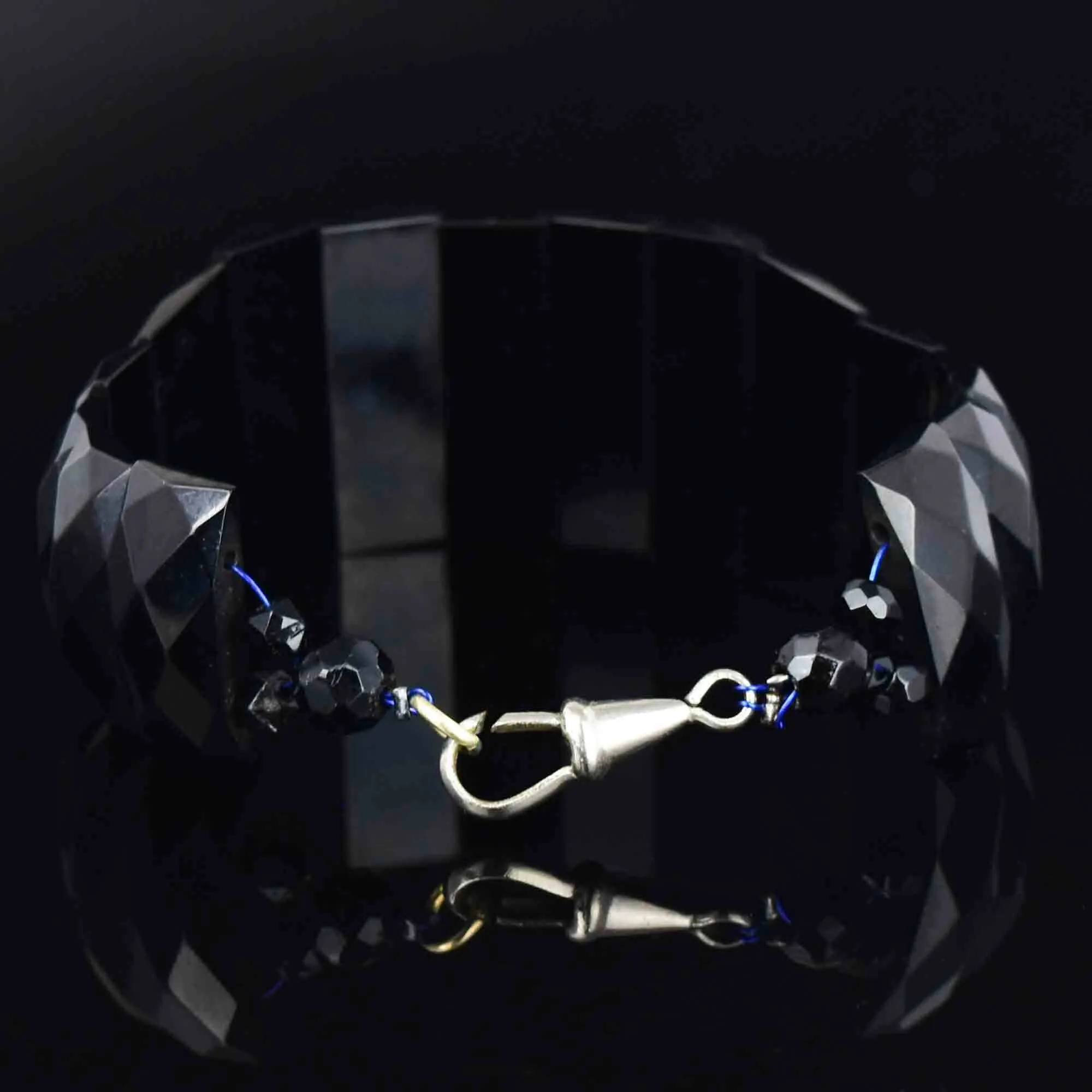 Antique Victorian Geometric Carved Whitby Jet Bracelet