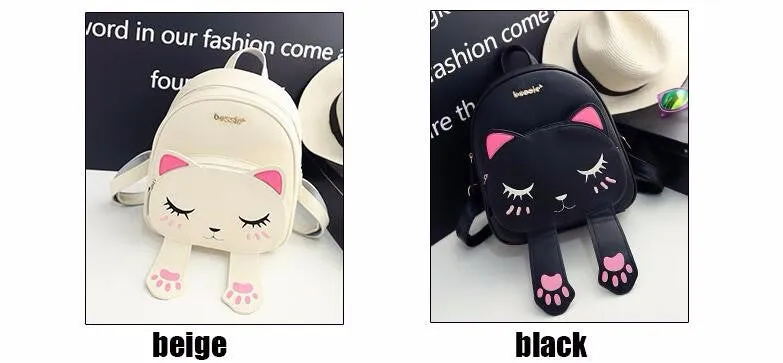 Bag for cat lovers - Cat Backpack Black Preppy Style School