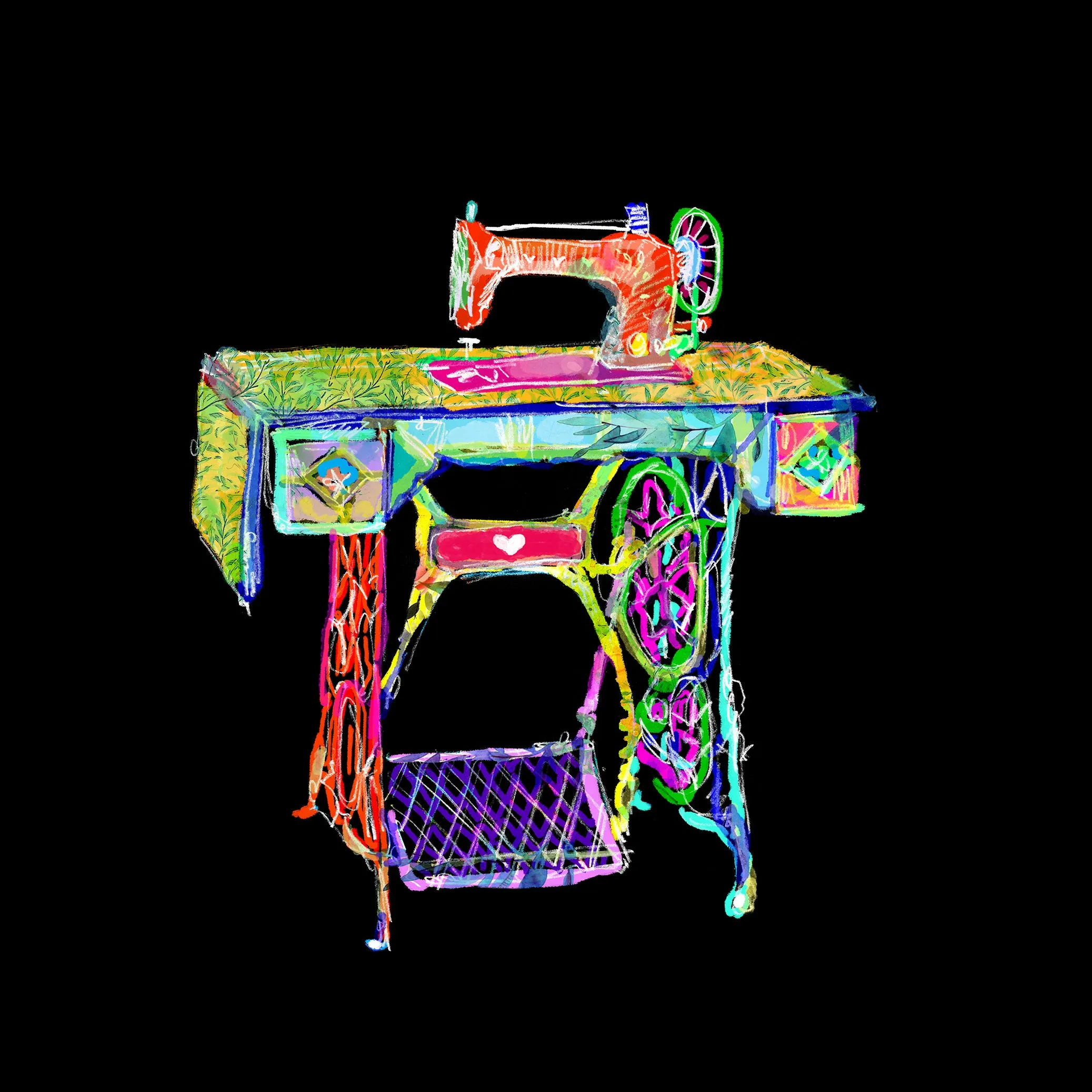 Bibsisita Tote Bag Velvet- Sewing Machine