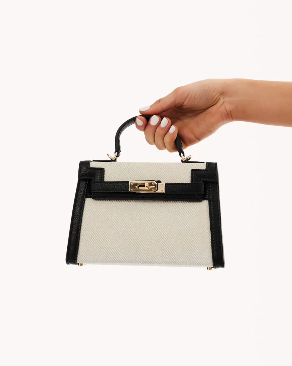 BILLINI | Hariette Handle Bag | Linen & Black