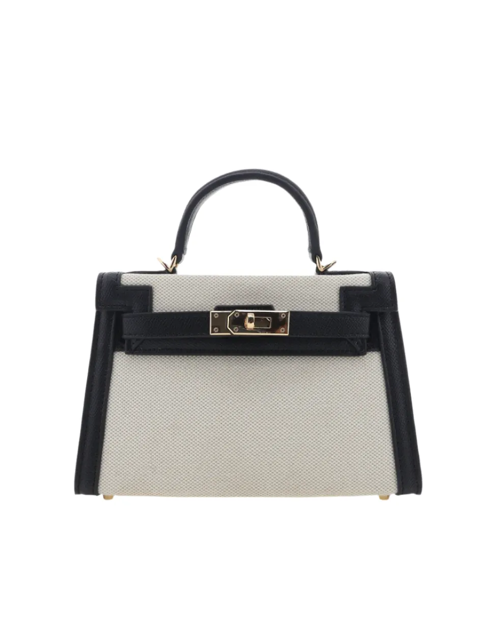 BILLINI | Hariette Handle Bag | Linen & Black