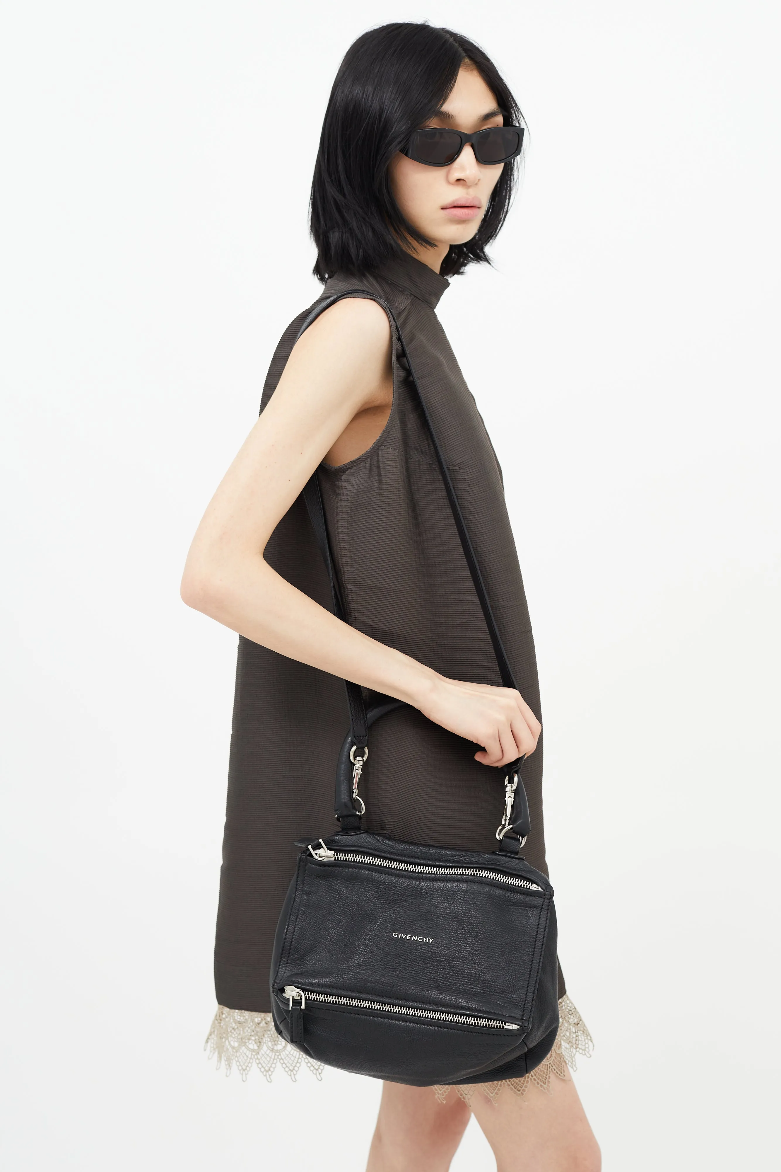 Black & Silver Small Pandora Shoulder Bag