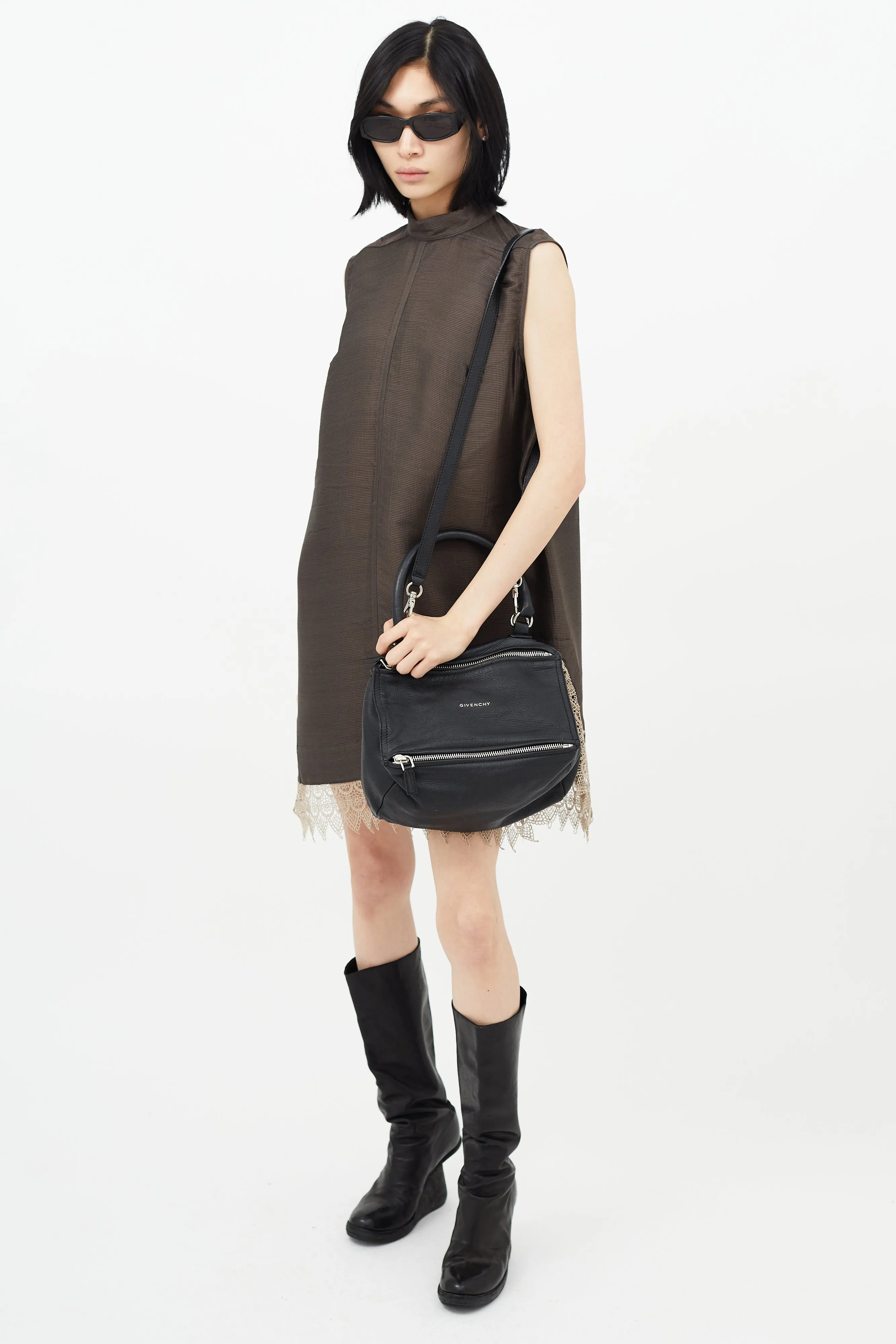 Black & Silver Small Pandora Shoulder Bag