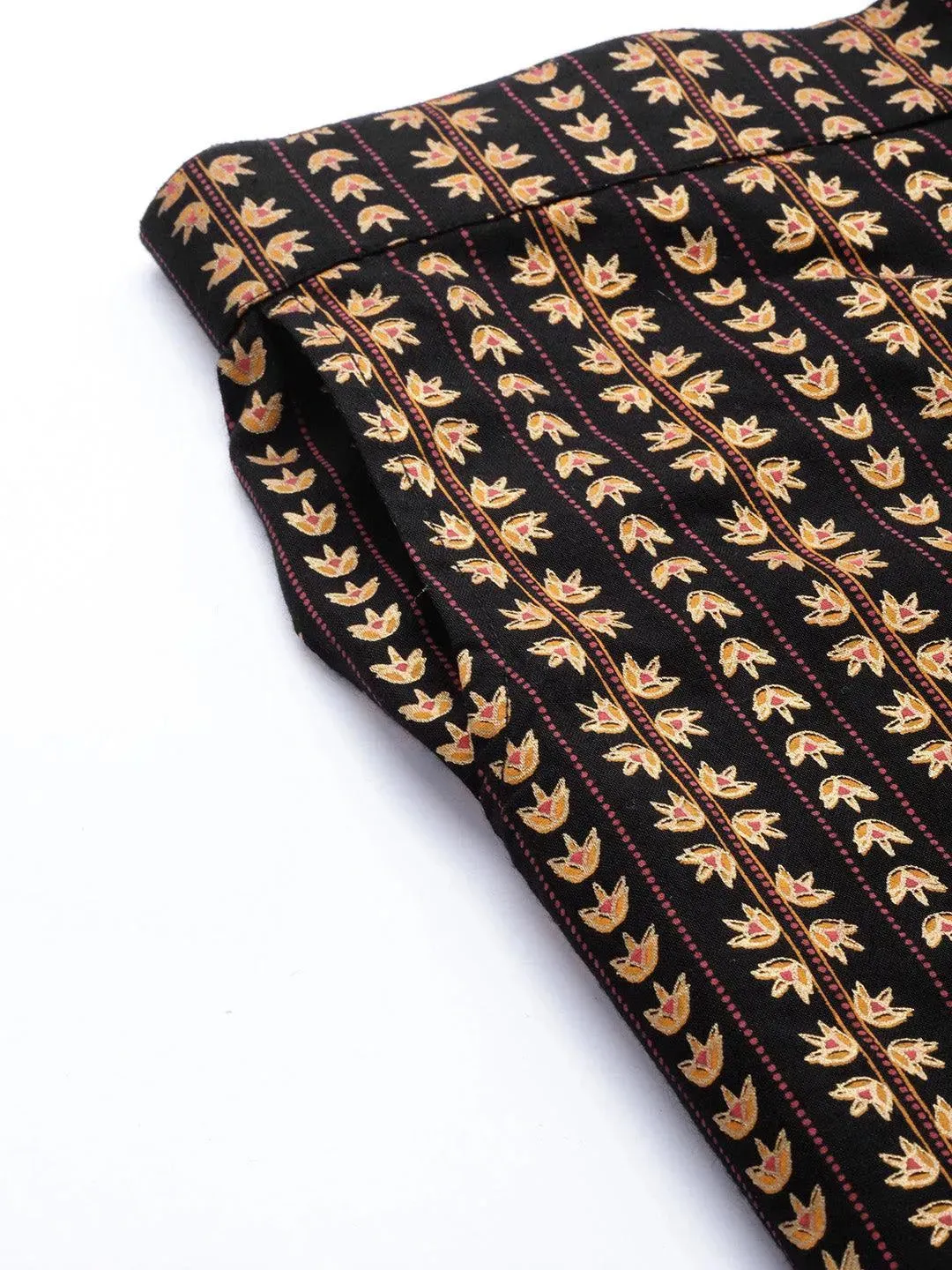 Black Printed Rayon Trousers