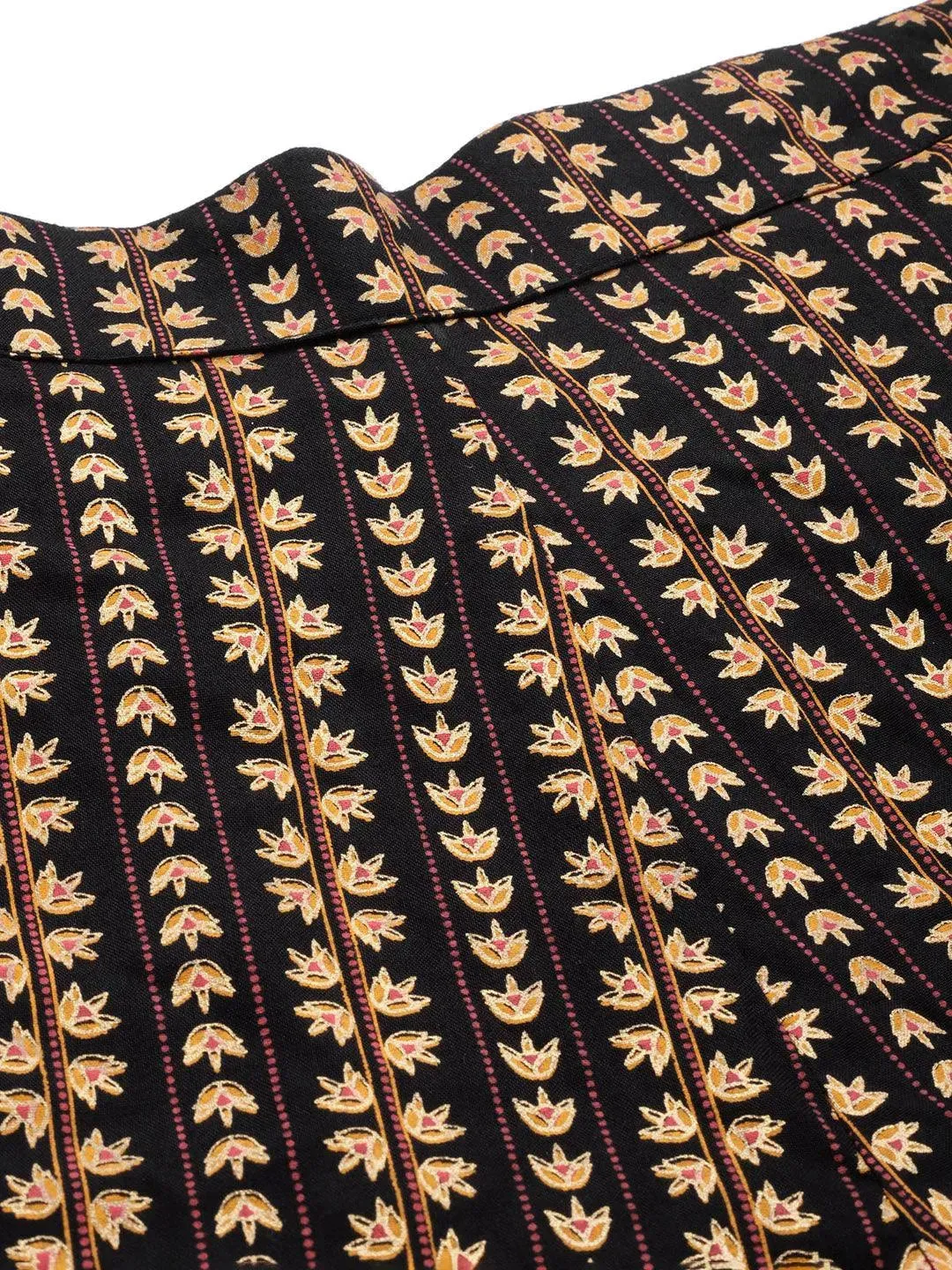 Black Printed Rayon Trousers