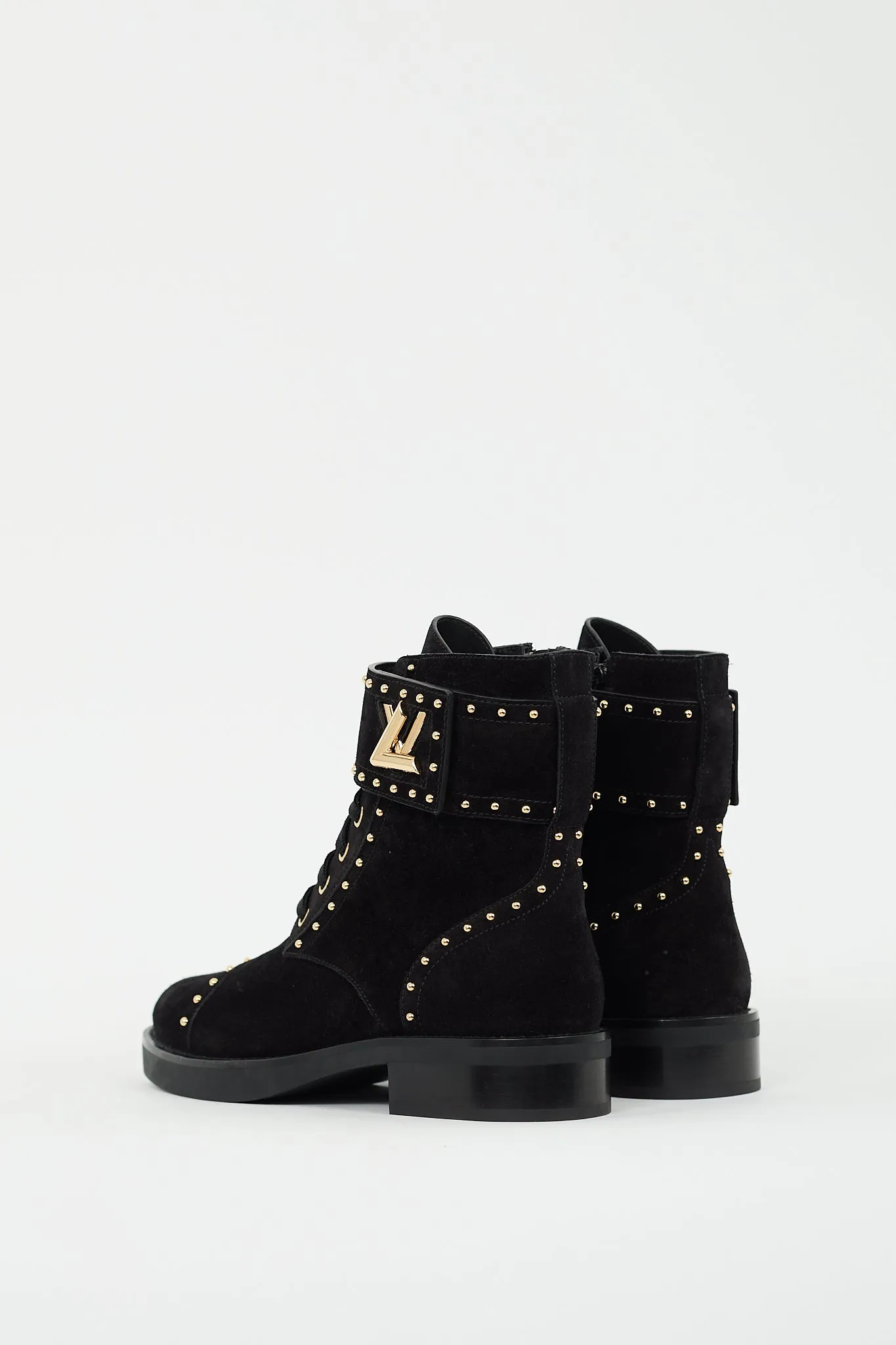 Black Suede Studded Wonderland Flat Ranger Boot