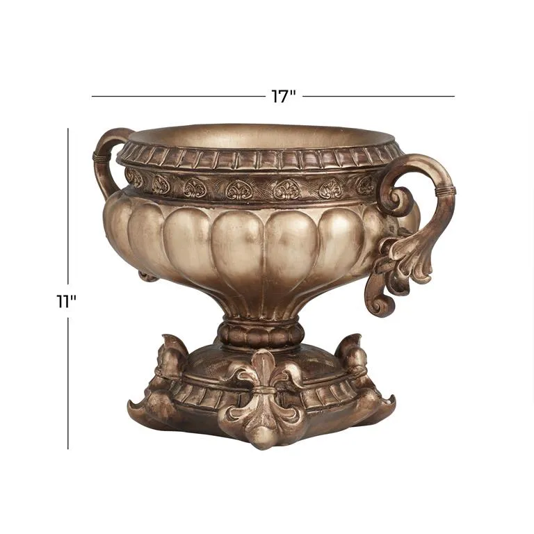 BRONZE POLYSTONE ORNATE DECORATIVE BOWL