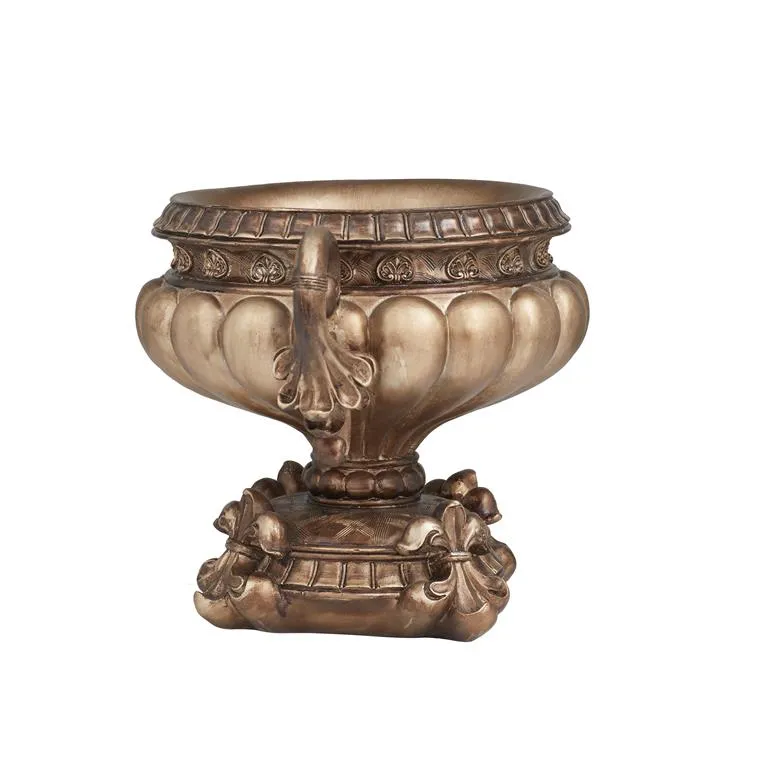 BRONZE POLYSTONE ORNATE DECORATIVE BOWL