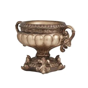 BRONZE POLYSTONE ORNATE DECORATIVE BOWL