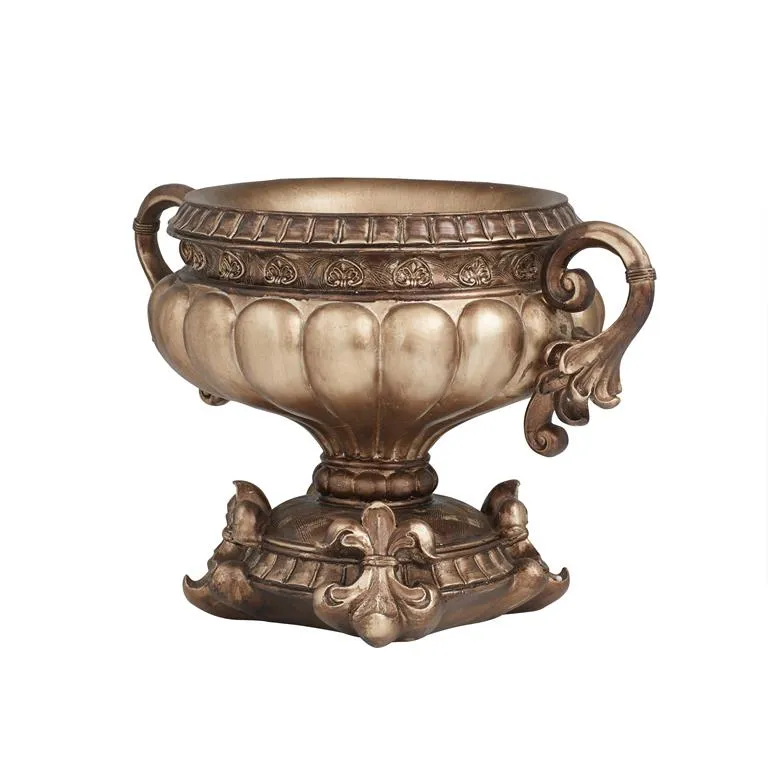 BRONZE POLYSTONE ORNATE DECORATIVE BOWL