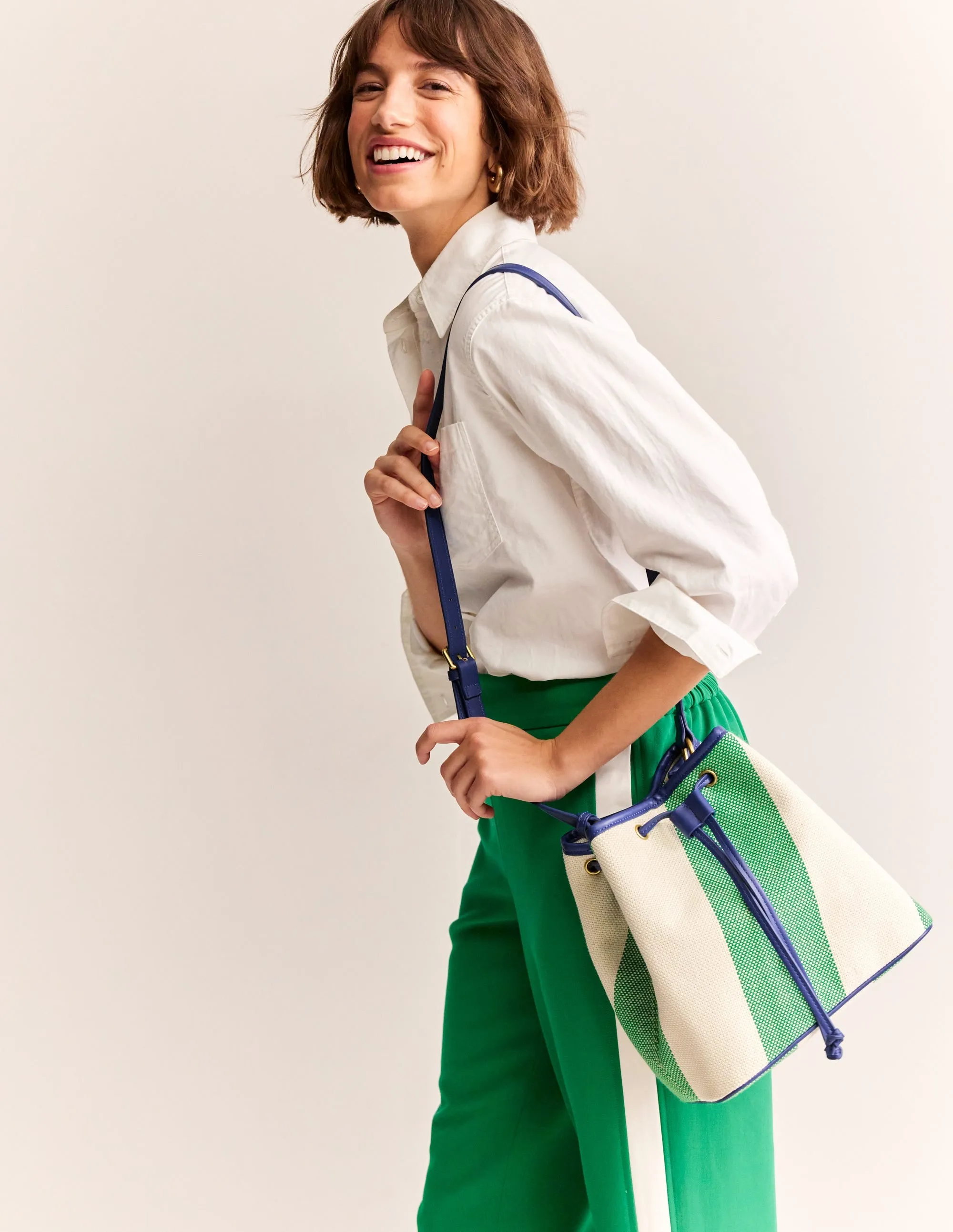 Bucket Bag-Green Stripe