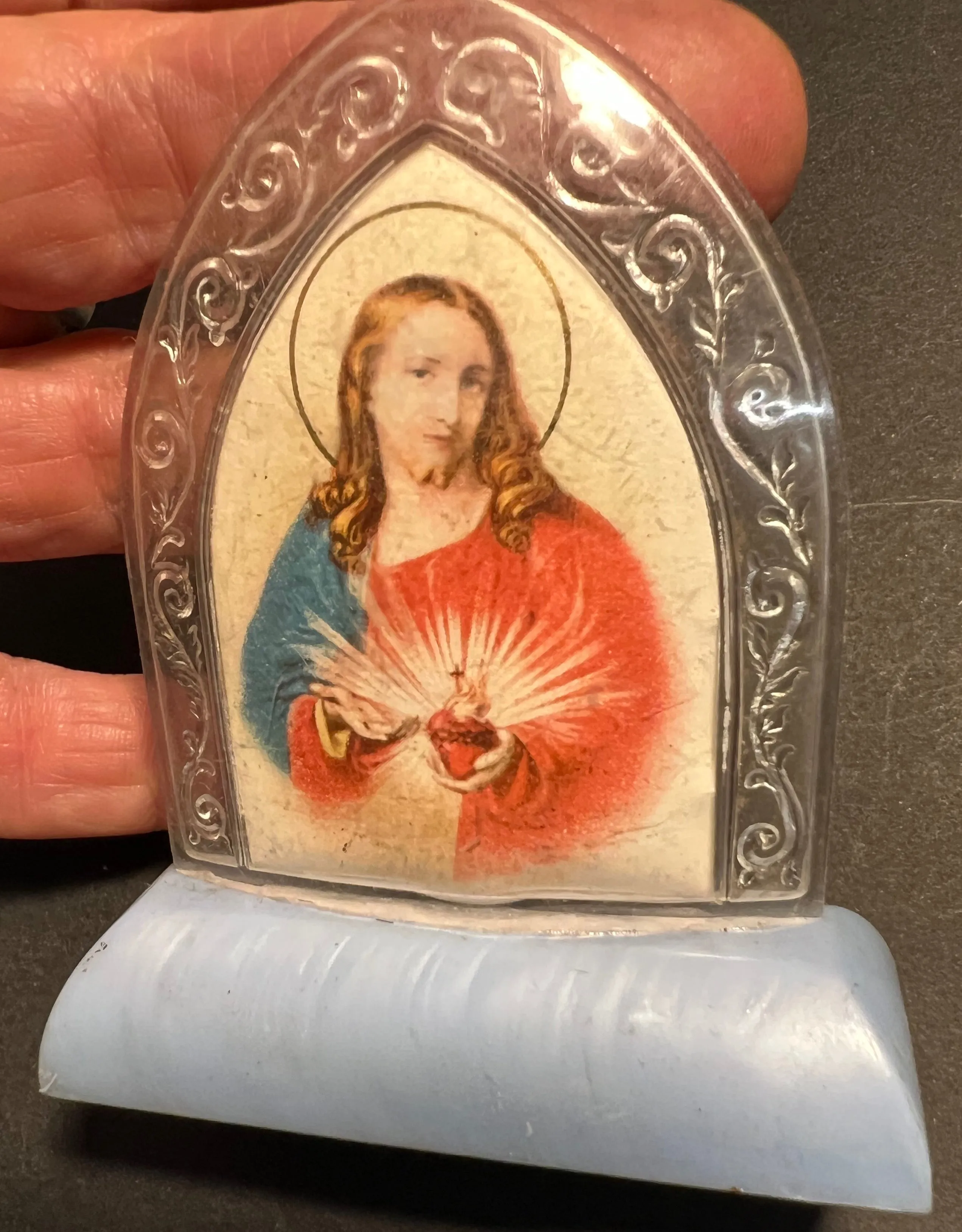 Burning Heart Picture in Ornate Frame on Stand