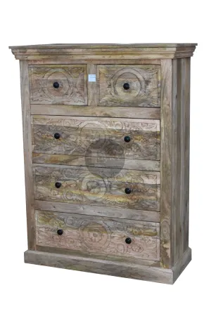 Carved Mango wood drawchest