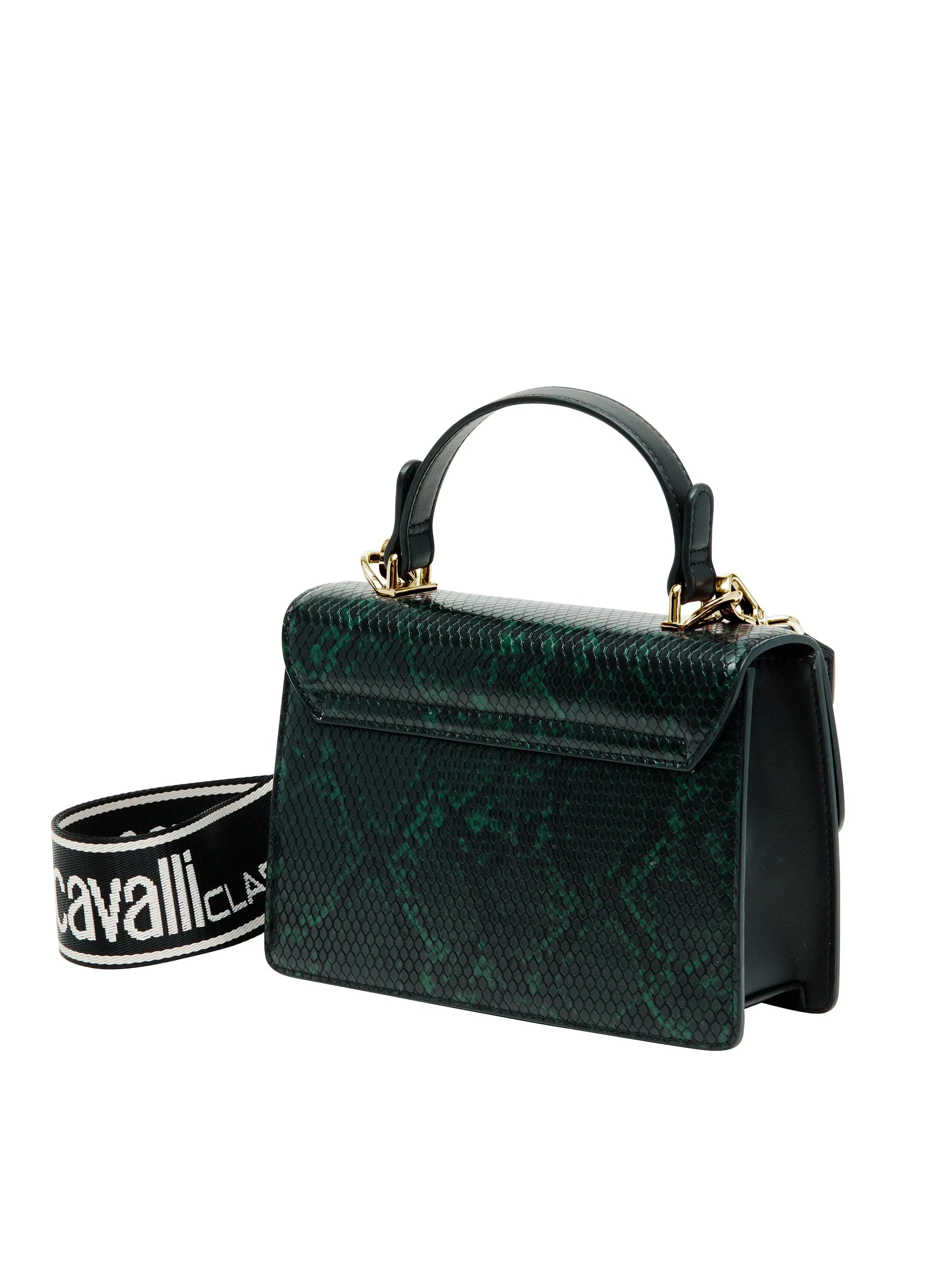Cavalli Class MILANO Green Medium Snakeskin Textured Medium Top Handle