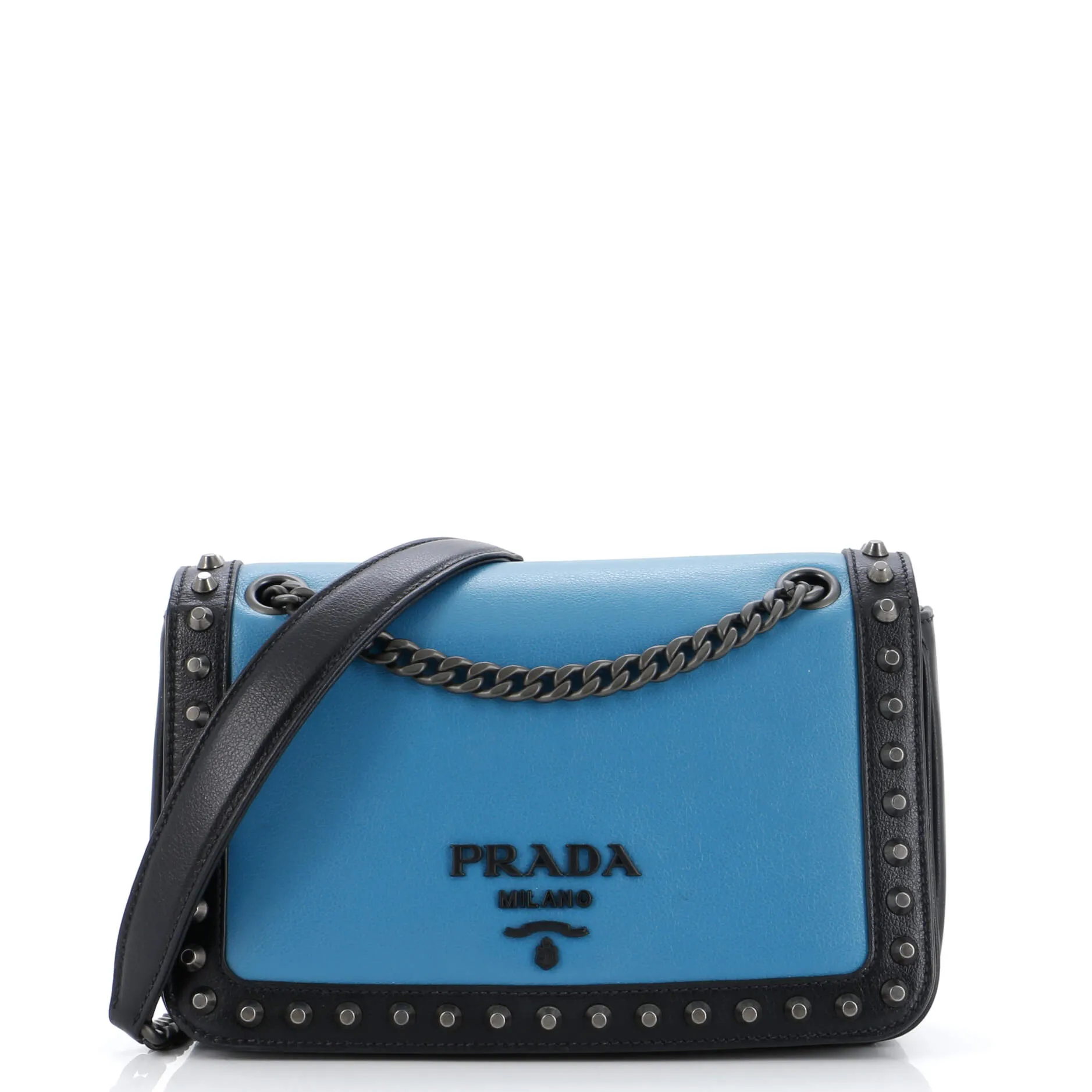 Chain Flap Bag Studded Glace Calf Small
