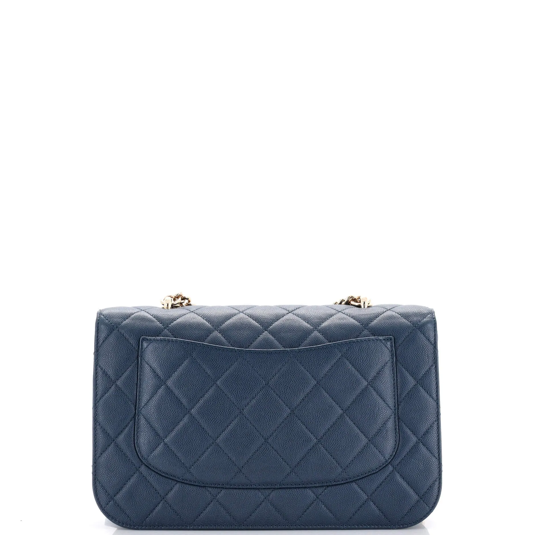 Chain Handle CC Flap Bag Quilted Caviar with Studded Detail Large