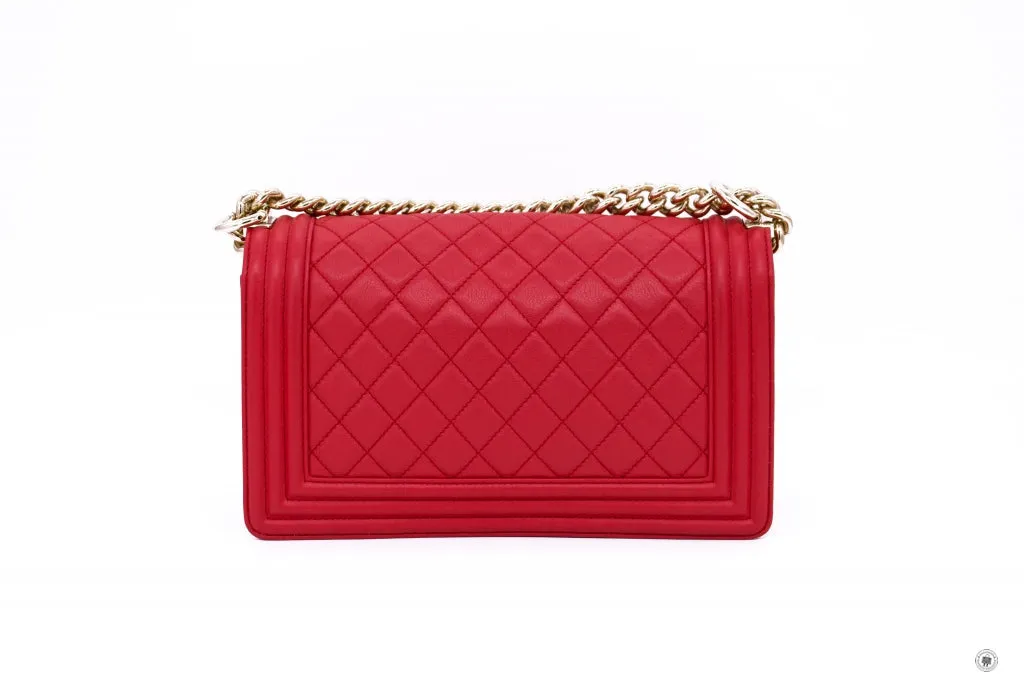 Chanel A67086 Boy Red Calfskin 25 Shoulder Bags Ghw