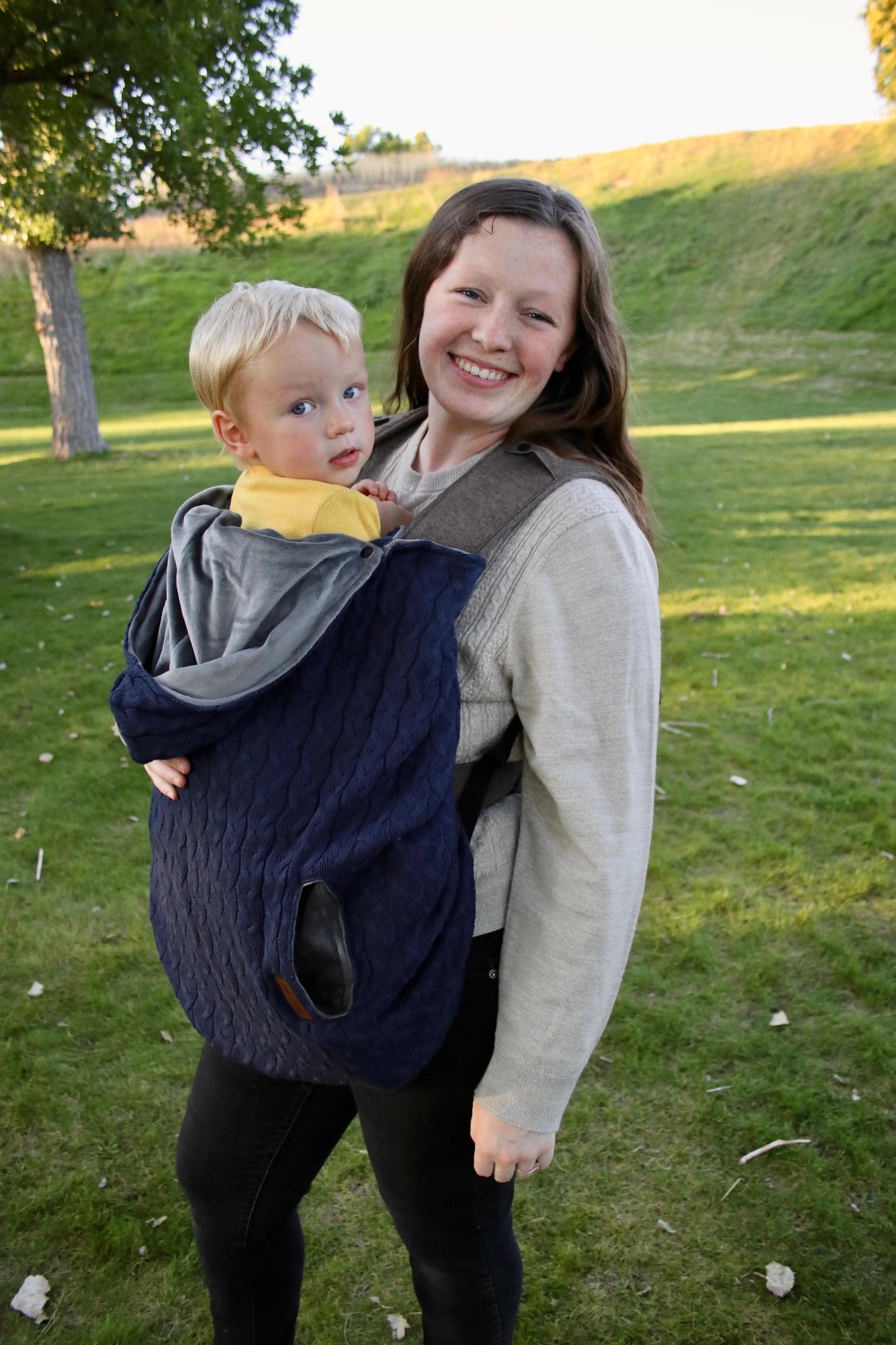 Charcoal Chunky Knitted- Sweater Knit Carrier Cover