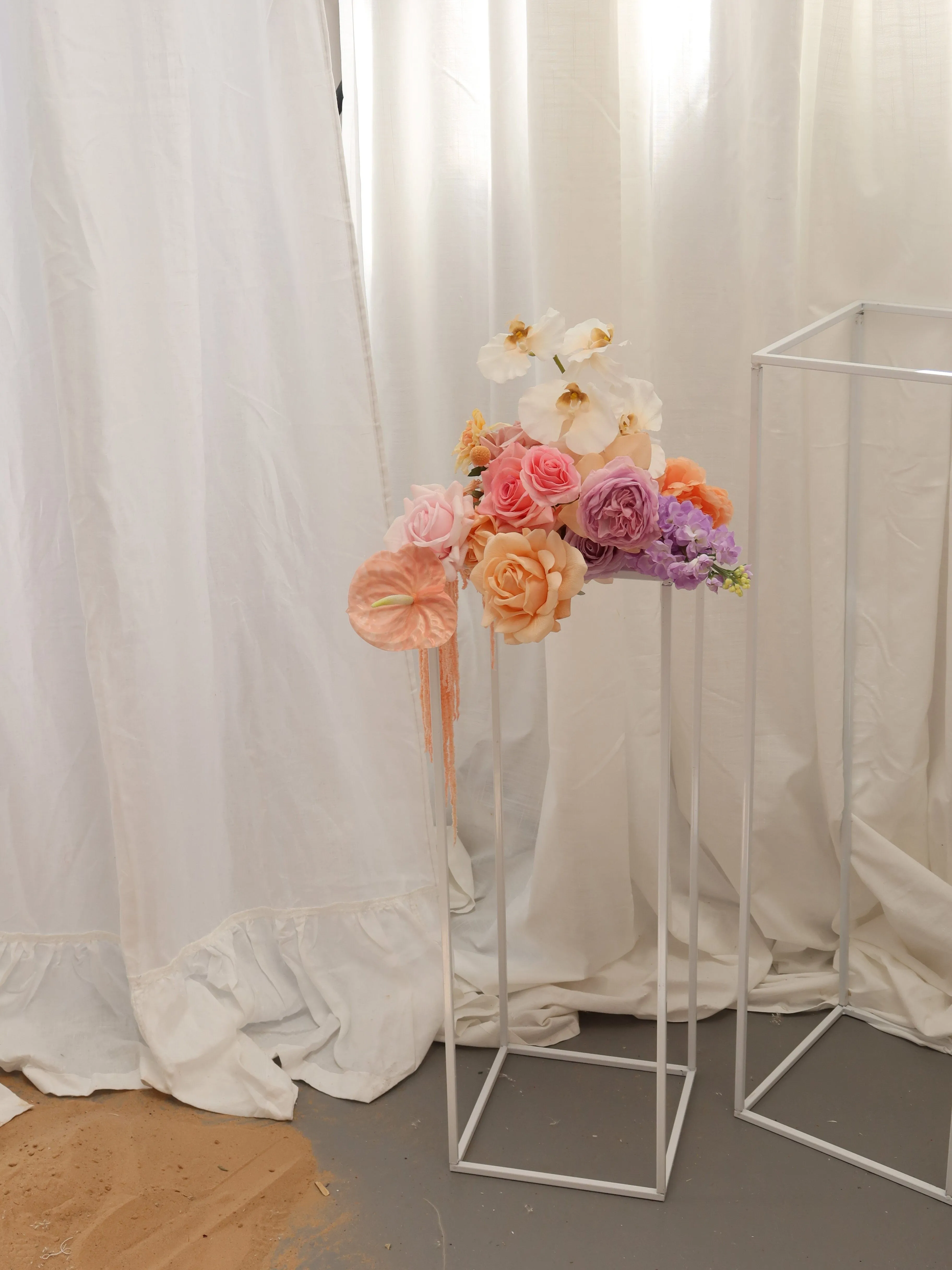 Colourful Artificial Flowers Bridal Bouquet - Pastel Peach & Pink