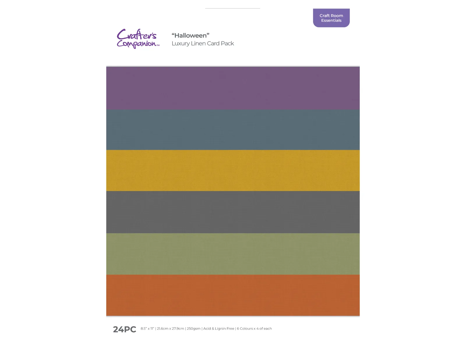 Crafter's Companion Craft Room Essentials 8.5” x 11” Linen Card Pack - Halloween
