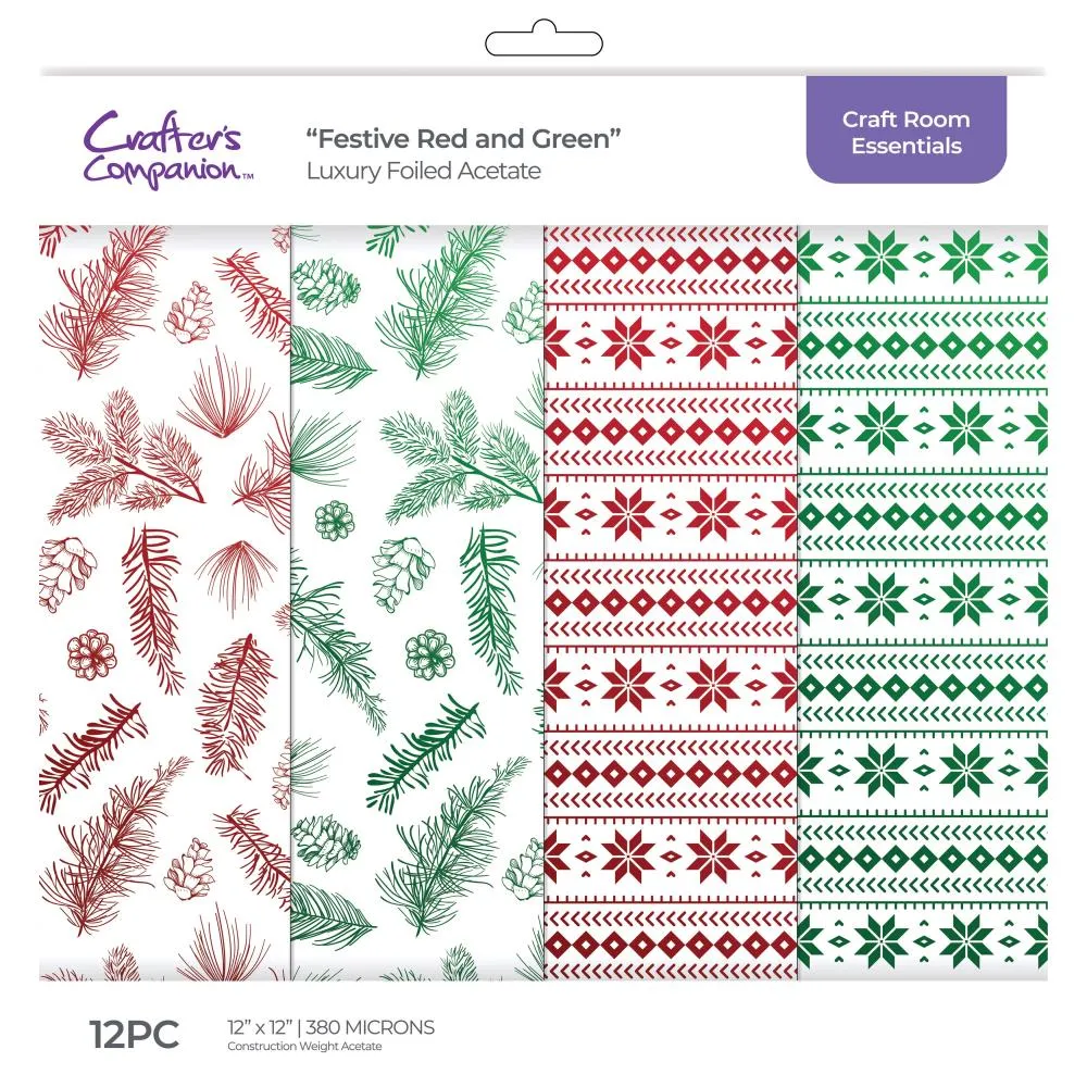 Crafter's Companion Luxury Foiled Acetate Pack Festive Red and Green*