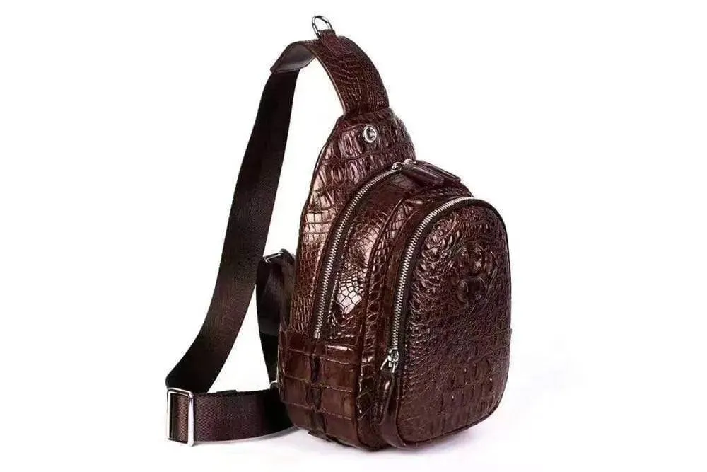 Crocodile Skin Leather Chest Bag Fanny Hip Pack Waist Bag Belt Pouch