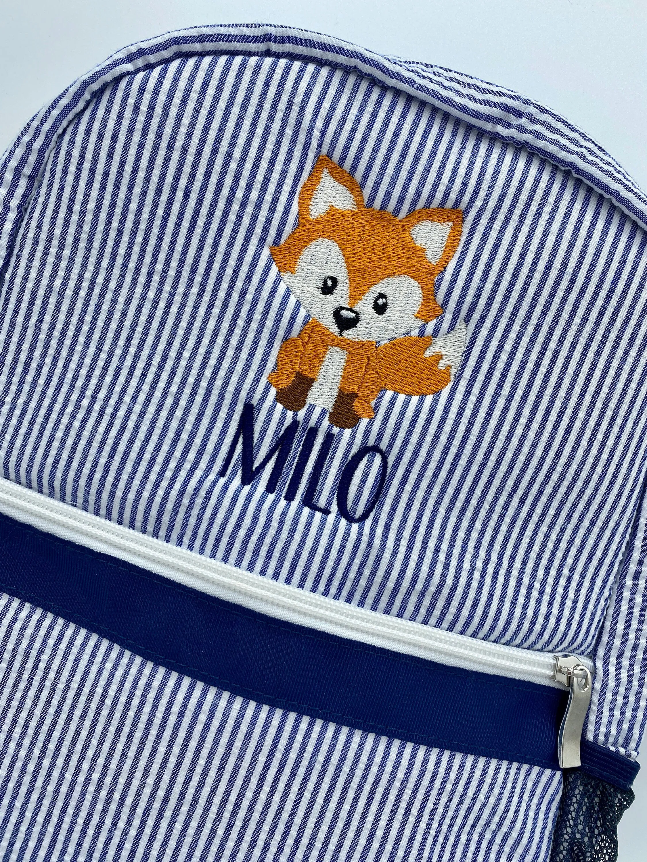 Custom Embroidery Seersucker Backpack