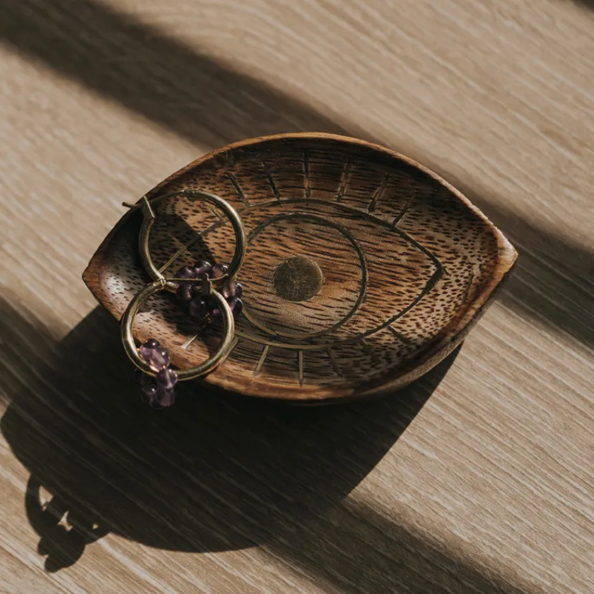 Evil Eye Mango Wood Trinket Dish