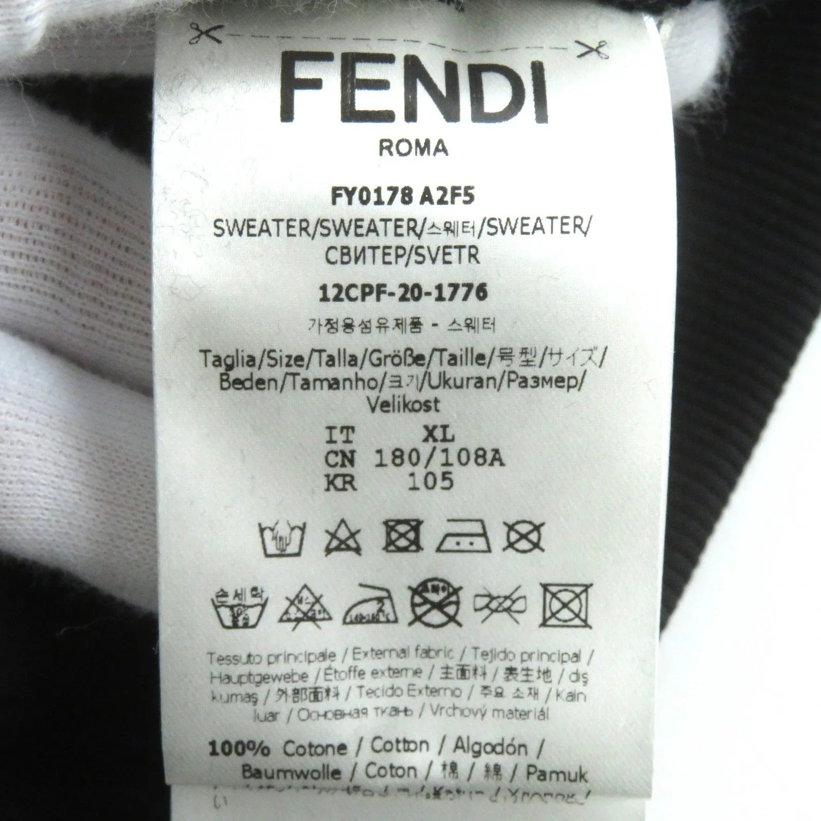 FENDI sweat FY0178 cotton black XL