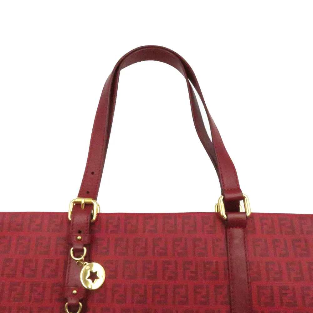 FENDI Tote Bag 8BH215 PVC coated canvas Red Zucchino Women Used