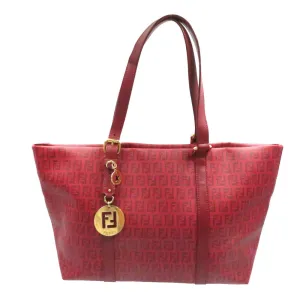 FENDI Tote Bag 8BH215 PVC coated canvas Red Zucchino Women Used