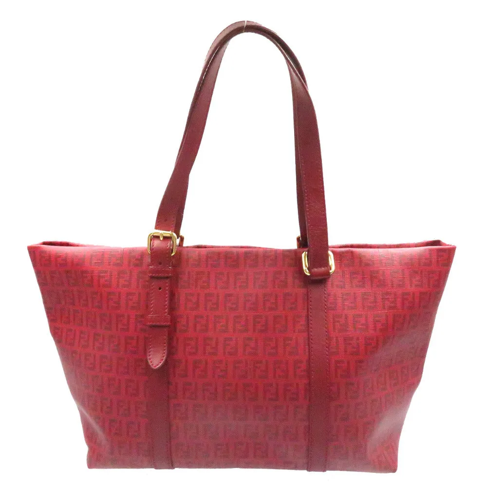 FENDI Tote Bag 8BH215 PVC coated canvas Red Zucchino Women Used