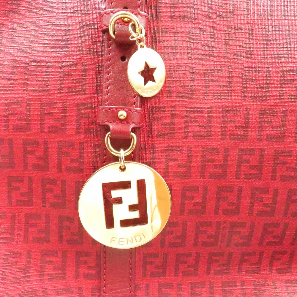 FENDI Tote Bag 8BH215 PVC coated canvas Red Zucchino Women Used