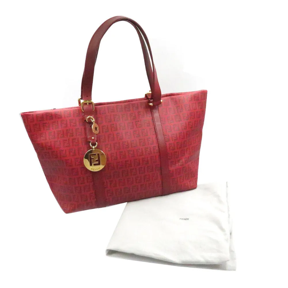 FENDI Tote Bag 8BH215 PVC coated canvas Red Zucchino Women Used