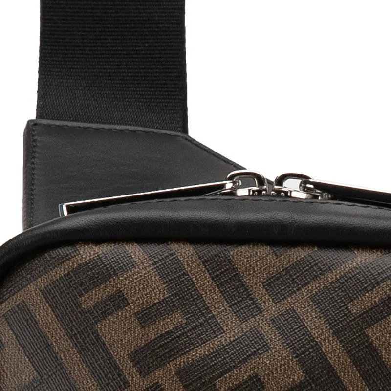 Fendi Zucca Body Waist Bag 7VZ033 Black Brown PVC Leather