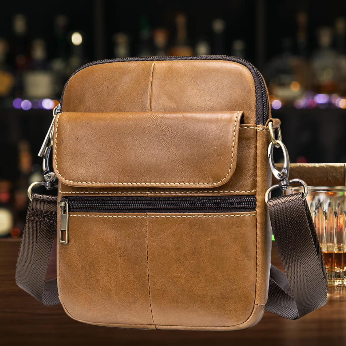 Genuine Leather Casual Travel Crossbody Bag