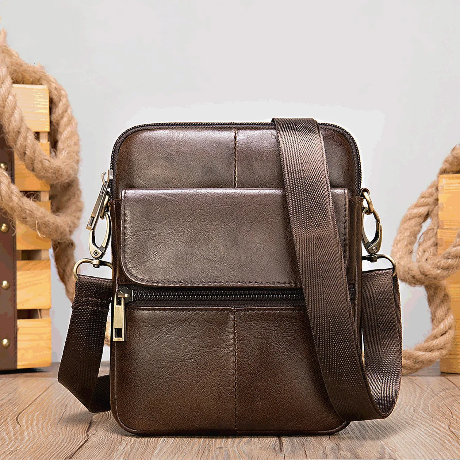 Genuine Leather Casual Travel Crossbody Bag