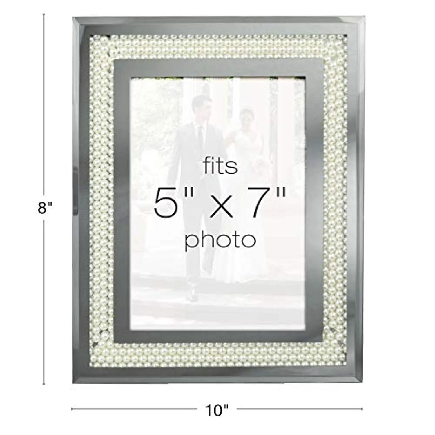Glass Mirror Picture Photo Frame with Accent Pearl Border