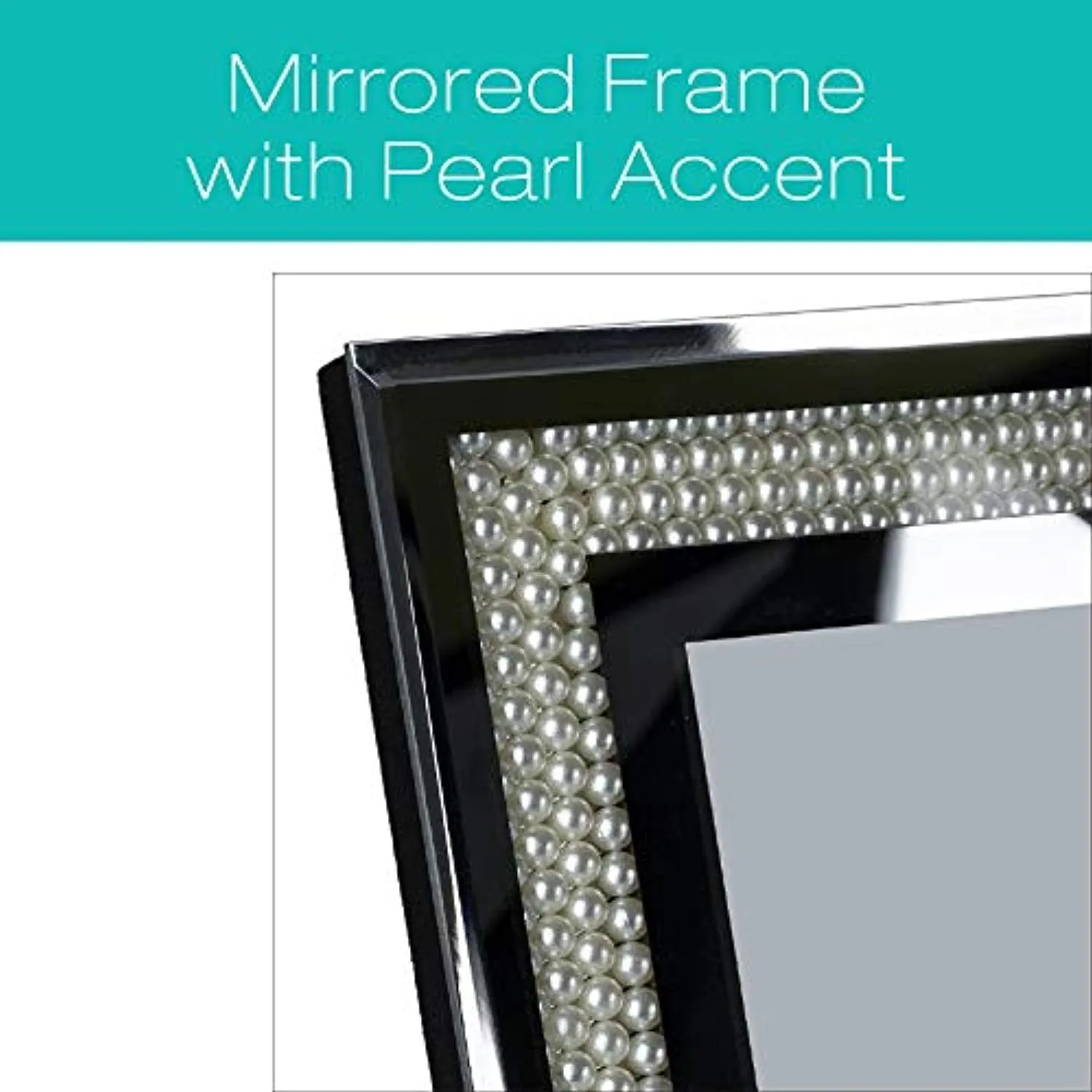 Glass Mirror Picture Photo Frame with Accent Pearl Border