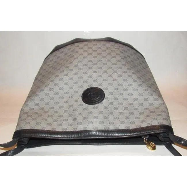 Gucci Navy Micro Guccissima Print on White Leather Bucket Bag