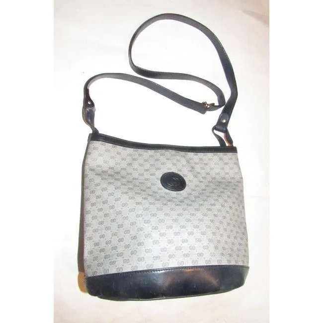 Gucci Navy Micro Guccissima Print on White Leather Bucket Bag
