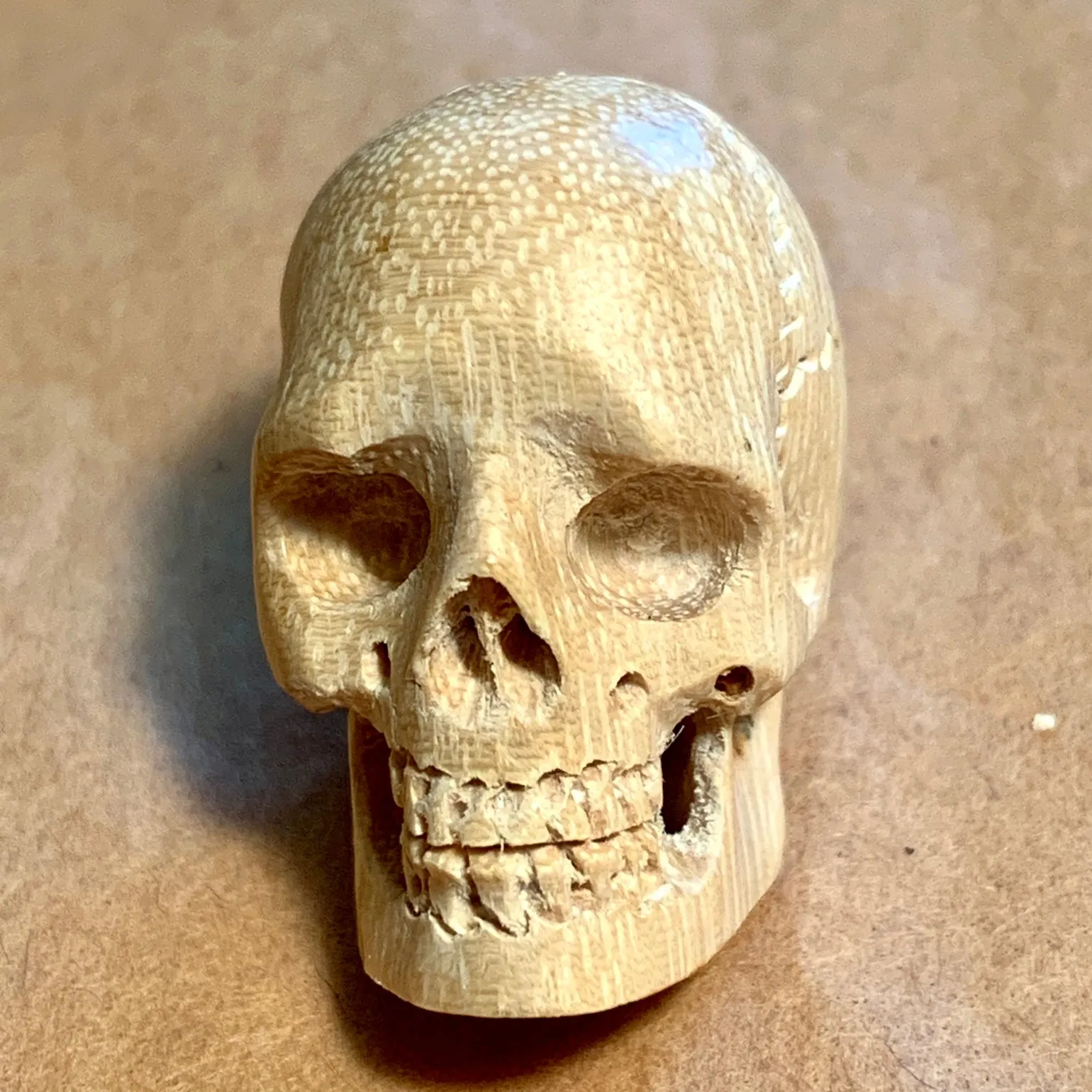 Hand-Carved Wood Skulls, Small