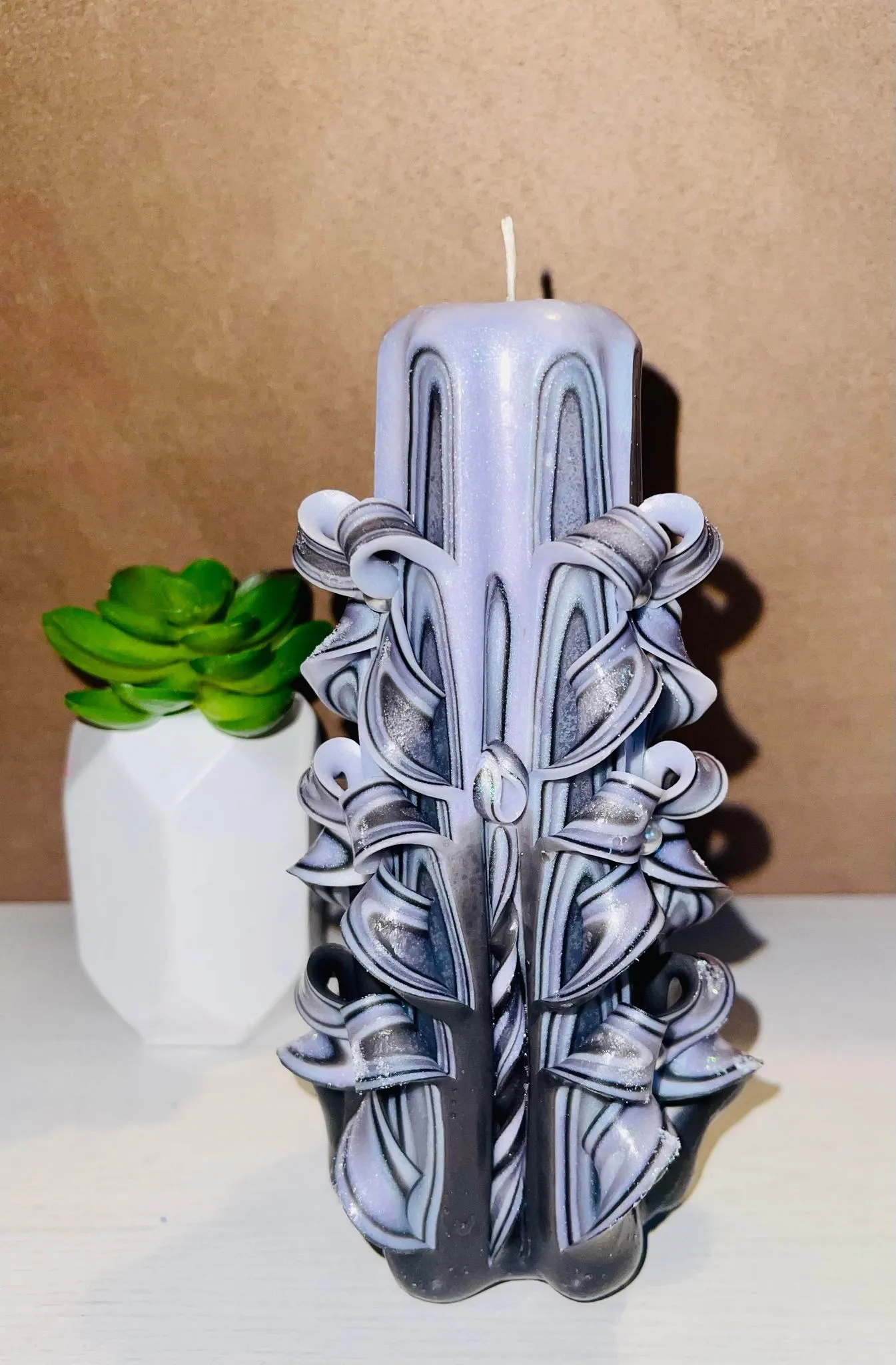 Handmade unscented carved candle -Cute design