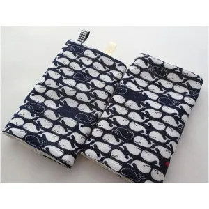 Jinglebib Drool Pad - Navy White Whale Nautical